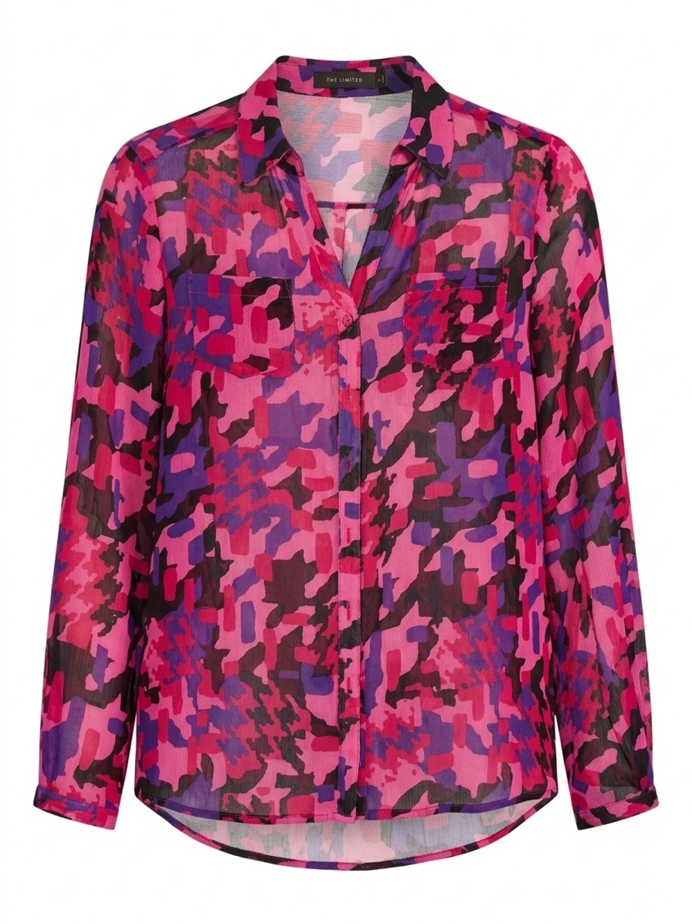The Limited Pink & Purple Sheer Camo Button-Front Shirt
